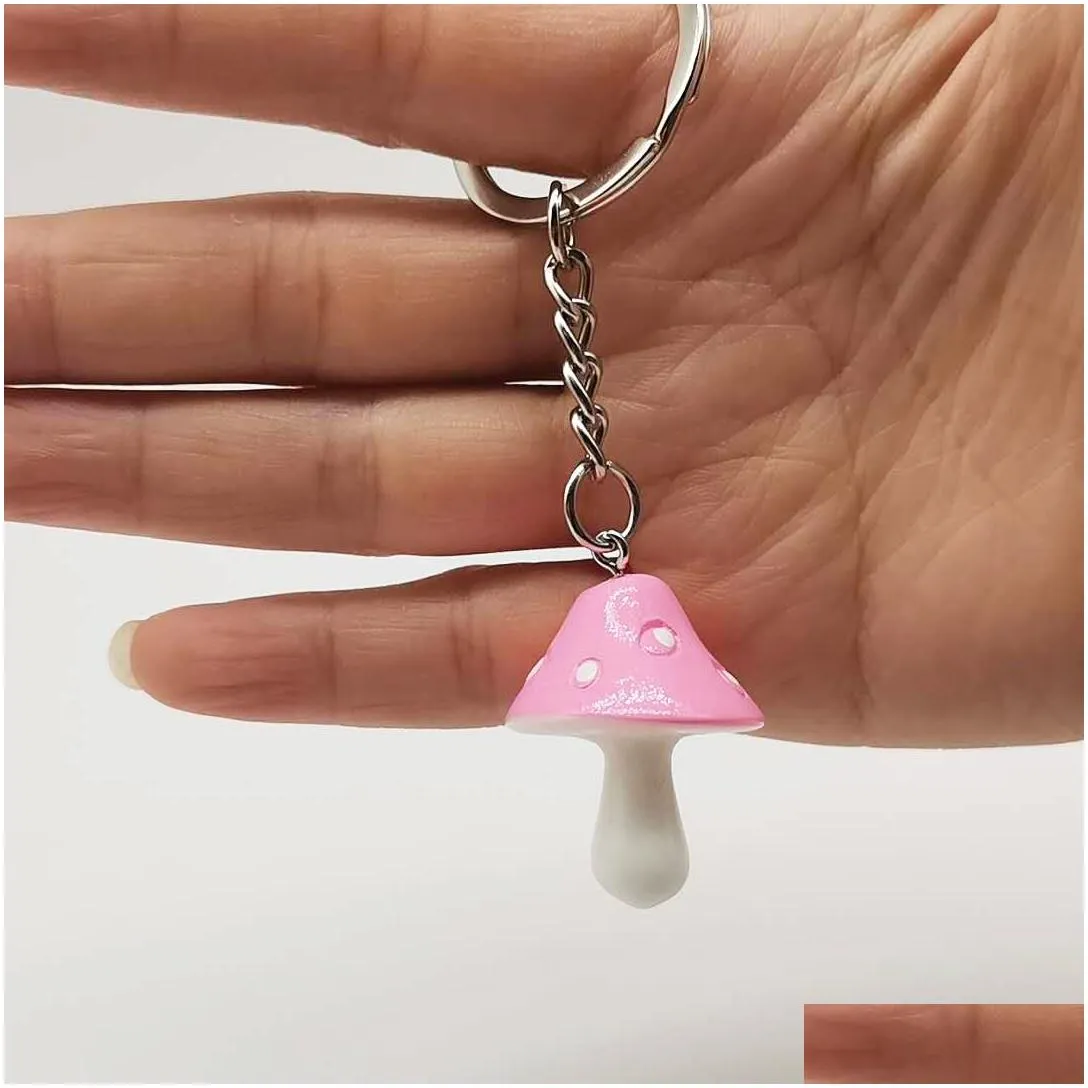 cute plant mushroom key rings for women cartoon resin 8 color keychains girl children bag pendant diy jewelry gifts