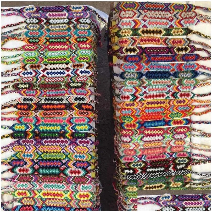 vintage bohemian ethnic bracelets braided cotton rope cuff wristbands anklet multicolor bangles for men women friendship gift