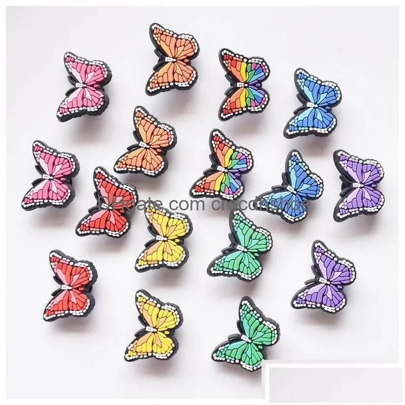 shoe parts accessories wholesale insect colorf butterflys jibbitz for clog pvc charms buckles fashion soft rubber drop delivery sho