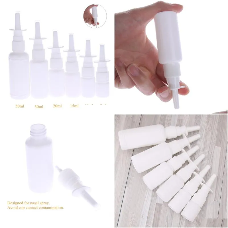 Key Rings 1pc White Vacuum Plastic Nasal Spray Bottles Pump Spray Nose Fog Mist Bottle For Medical Packaging 5ml 10ml 15ml 20ml 30ml Swy