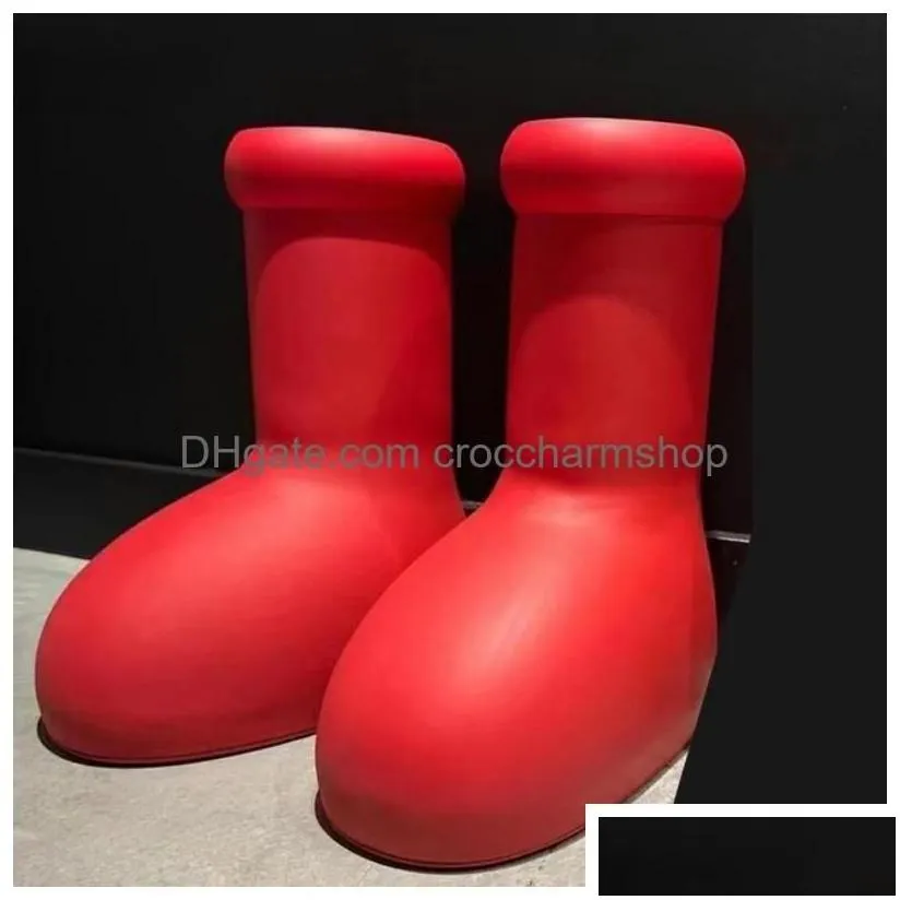 Boots Men Big Red Boot Mschf Astro Boy Designer Women Thick Bottom Rubber Platform Rain Bootie Oversized Shoes Luxury Knee Roun Mf
