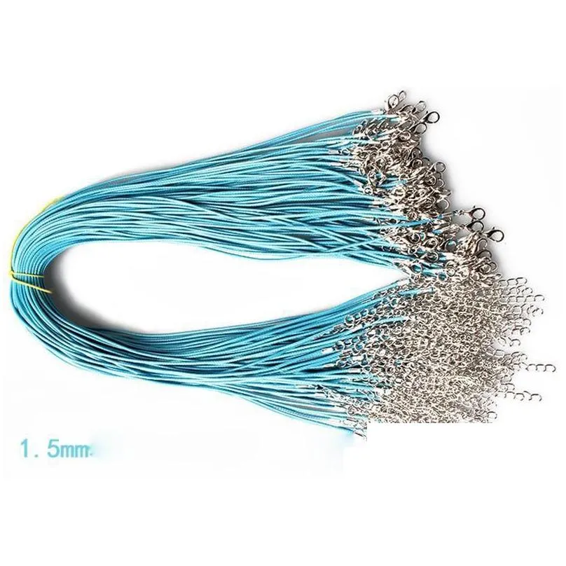 1.5mm wax leather snake necklace beading cord string rope wire extender chain with lobster clasp diy jewelry