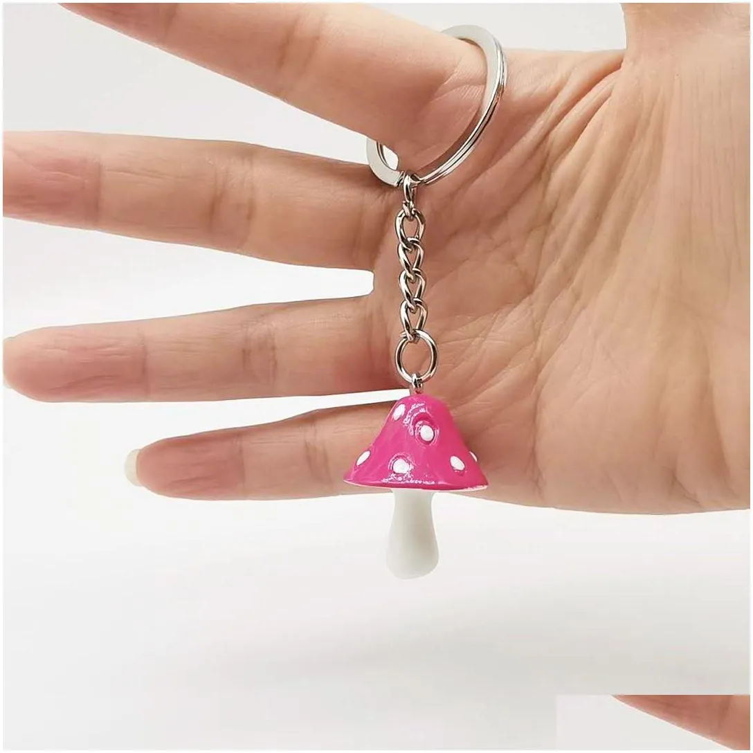 cute plant mushroom key rings for women cartoon resin 8 color keychains girl children bag pendant diy jewelry gifts