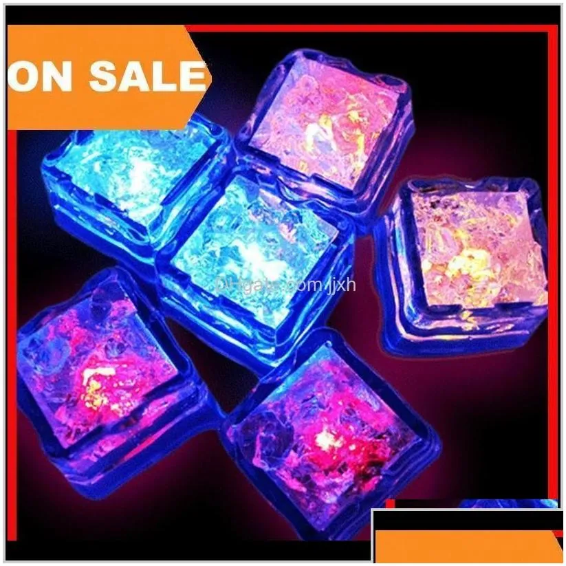 Party Decoration Aoto Colors Mini Romantic Luminous Artificial Ice Cube Flash Led Light Wedding Christ