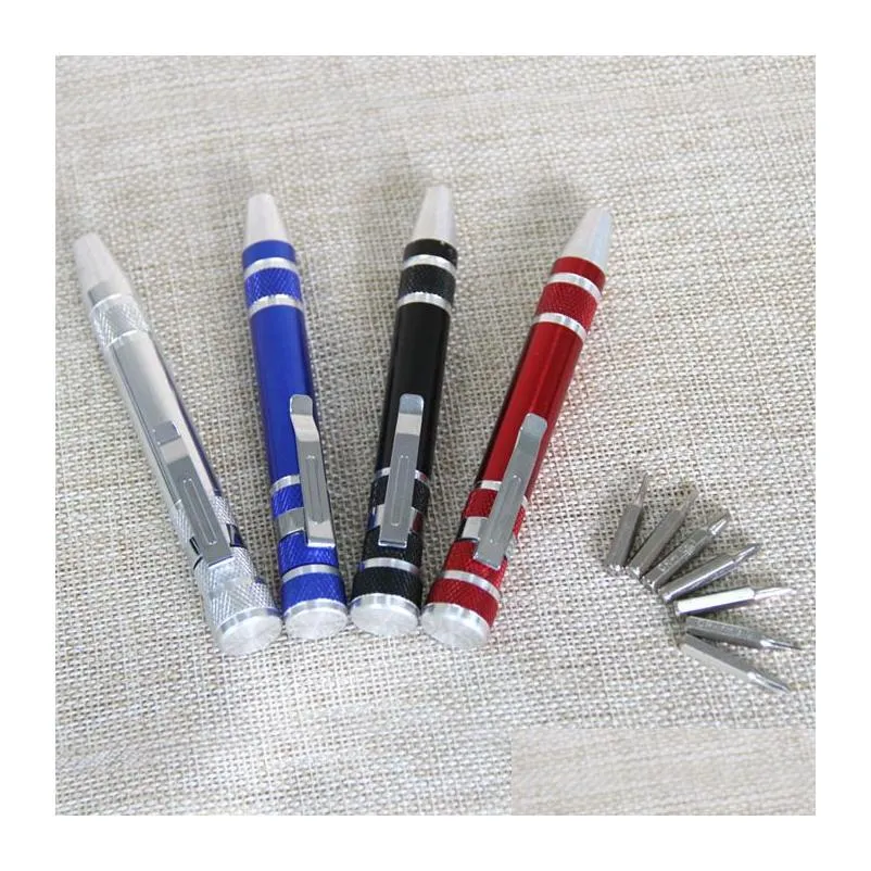 8 in 1 precision magnetic pen style screwdriver screw bit set slotted phillips torx hex v1.5-3.5 repair portable diy tool