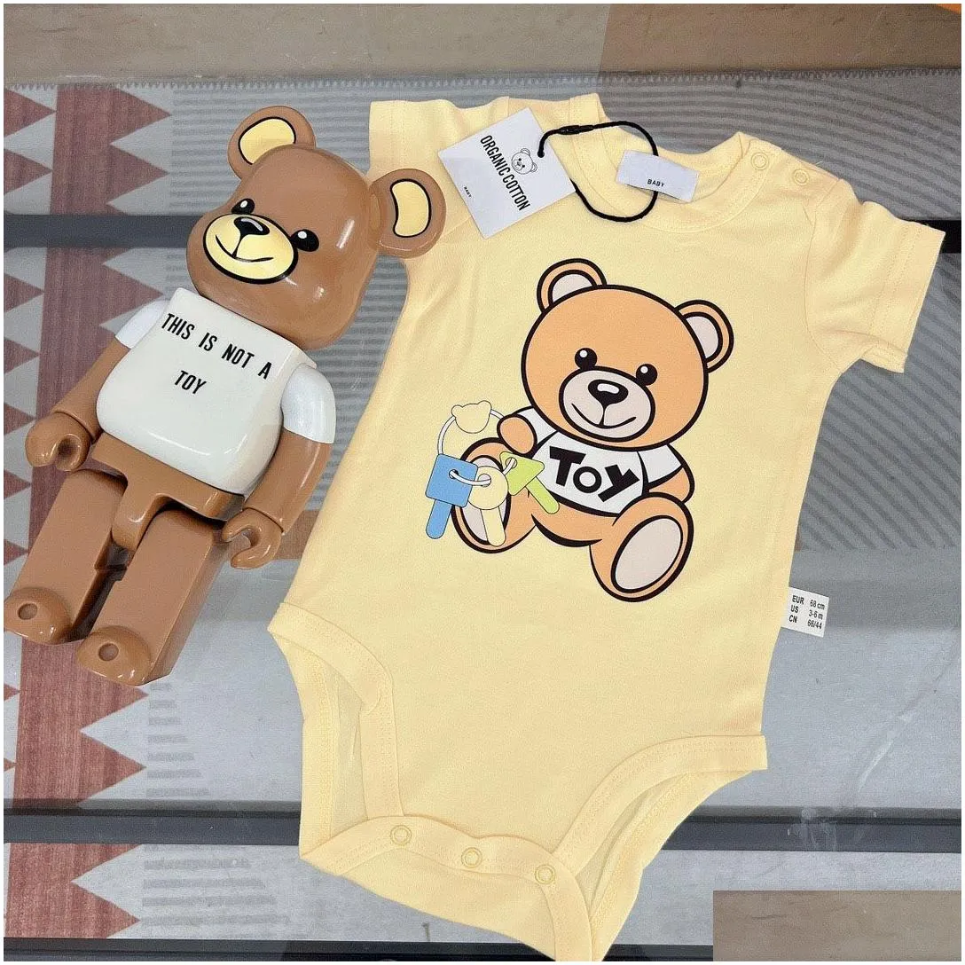 designer born baby girl boy rompers clothes infant girls cartoon bear print short sleeve jumpsuits onesie bodysuit
