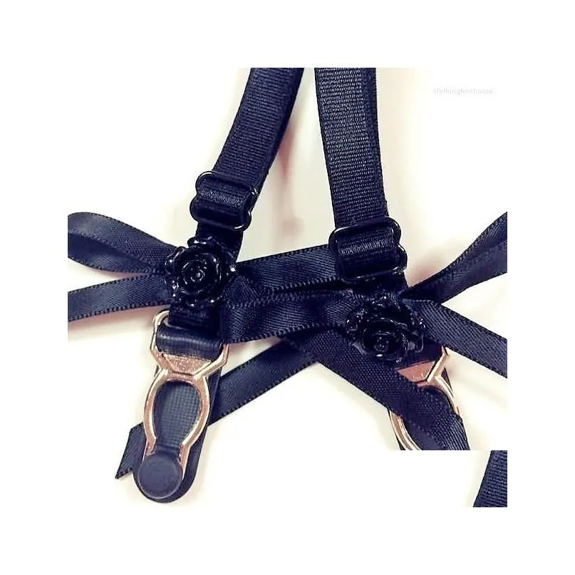 garters 1 lot 10 pair fashion sexy harajuku belt handmade punk rock metal clip elastic leg bowknot stockings suspender