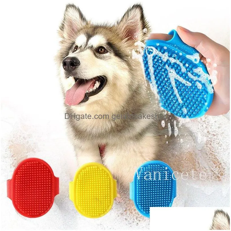 dogs round bath brush dog supplies pet cleaning glove brushs pets beauty massage gloves t9i002179