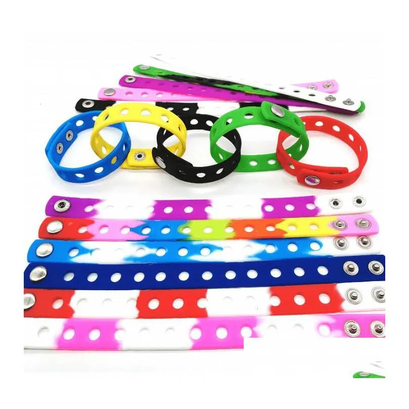 silicone jelly wristbands adjustable rubber bracelets colorful bracelet with holes for kids boys girls birthday party award 18cm