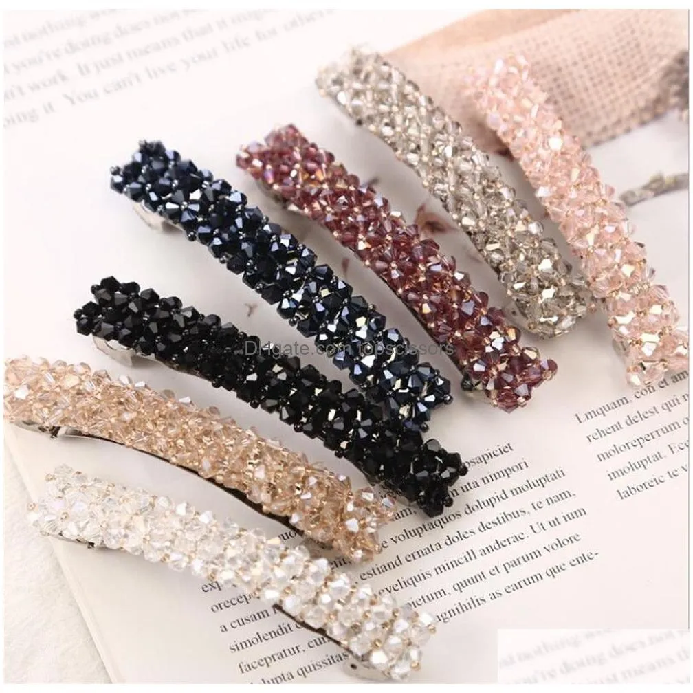 crystal rhinestones women hair pins four rows of crystal hairpin hairgrip girls barrette spring hair clip accessories