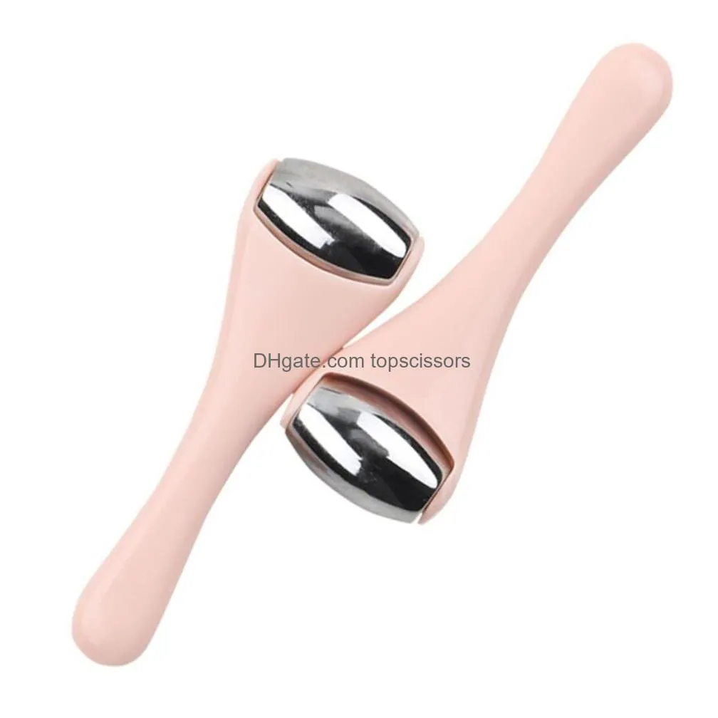 factory face massager mini ice roller for eye puffiness stainless steel rollers women eyes massager tighten pores under-eye relief skin