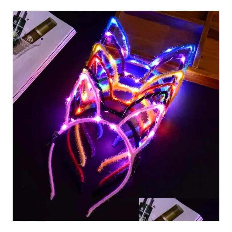 led light up glowing rabbit ear headband bunny women girl flashing headwear easter cosplay fancy dress props christmas hairband hair