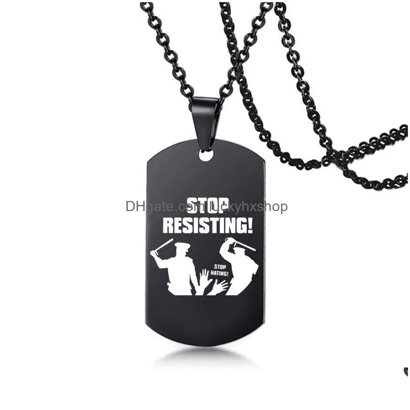 blm statement necklace military-inspired hip-hop stainless steel pendant for fashionable protesters