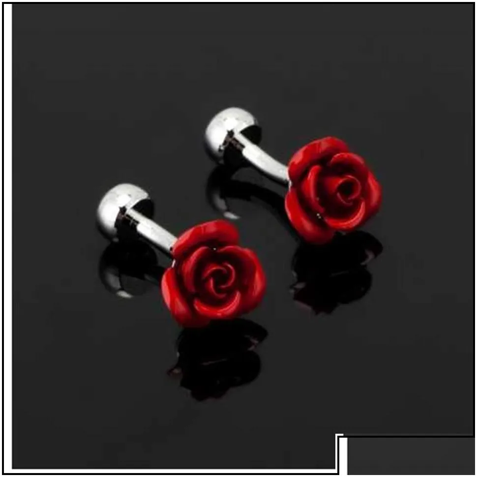 cuff links luxury fashion red rose cufflink for mens women vintage antique france shirt cuff links men jewelry drop delivery dhgarden