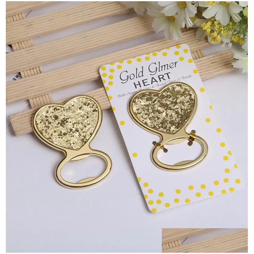 lovepop heart bottle opener - elegant wedding favors with exquisite packaging stainless steel keychain gold finish - perfect bar and kitchen tool for beer