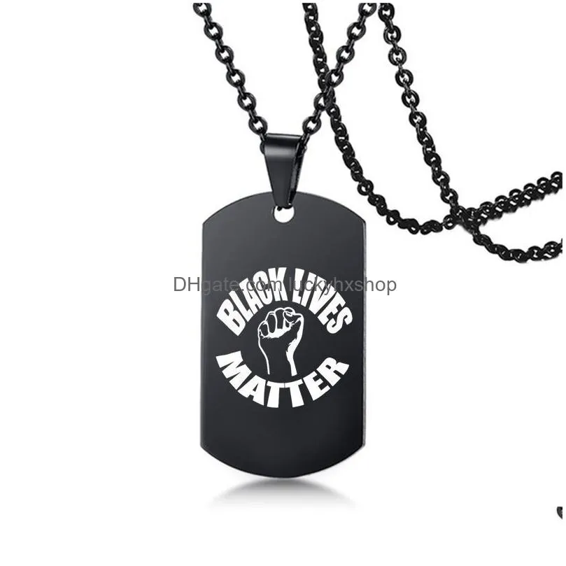 blm statement necklace military-inspired hip-hop stainless steel pendant for fashionable protesters