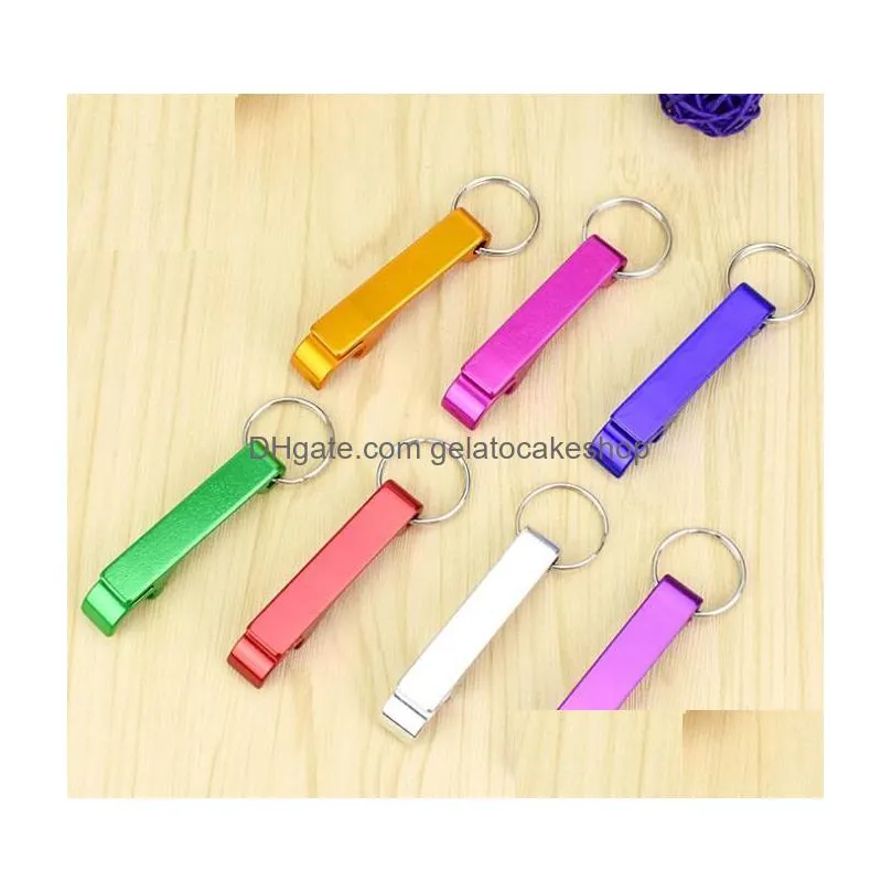 kitchen colorful portable resistance aluminum alloy beer openers wine bottle openers tool with keychain ring creative ornaments