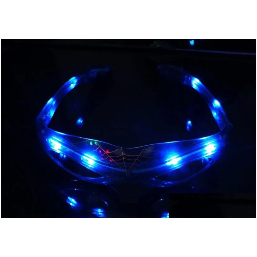 led party glasses 9 lights spider web light glasses flash glasses holiday party dance party halloween