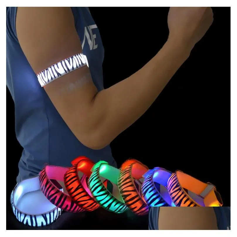 nightglow led armband - reflective sport safety light for running cycling parties