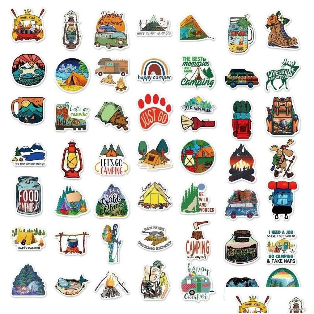 car stickers waterproof sticker 50 pcs cool cam outdoor adventure nature hiking aesthetic vinyl backpack bottle phone case diy decal