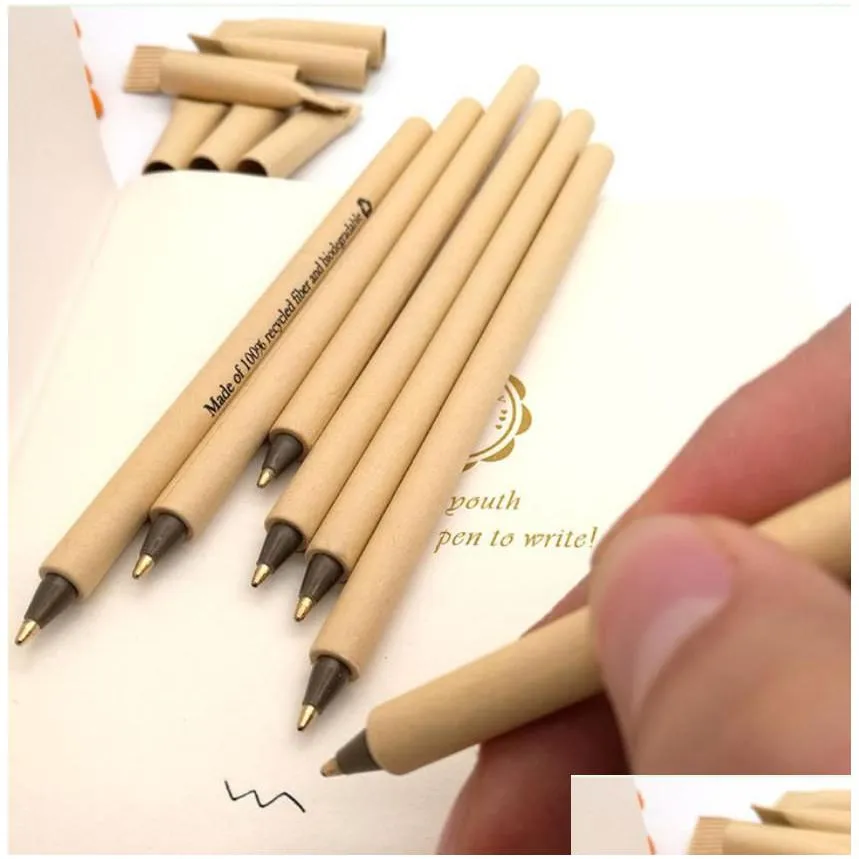 eco kraft ballpoint pens custom logo business gift supplies for journalism school home writing - sustainable advertising favors.
