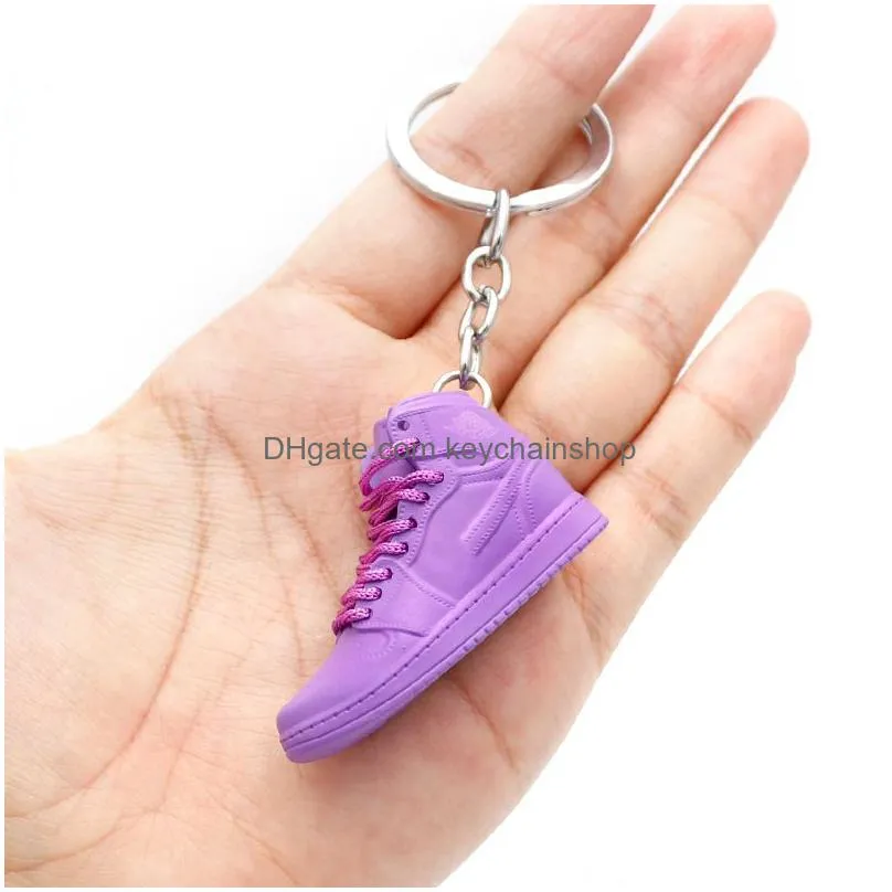 wholesale 2022 3d basketball shoe keychain stereoscopic sneaker key chain rainbow color keychains bag pendant top quality 34 styles