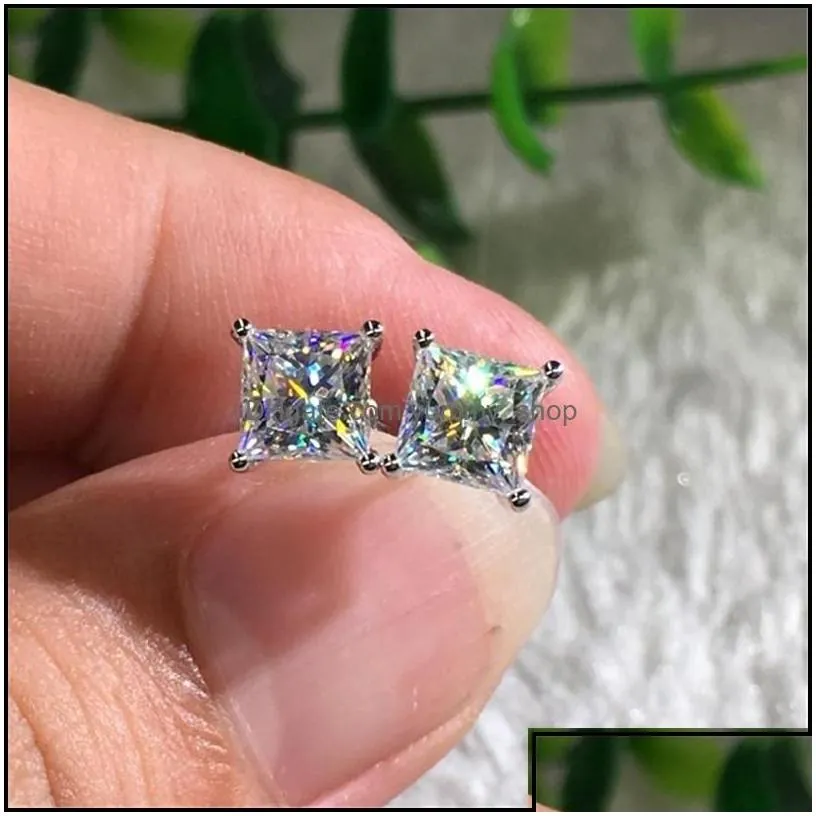 stud earrings jewelry fashion 18k white gold princess cut moissanite diamond drop delivery 2021 ua
