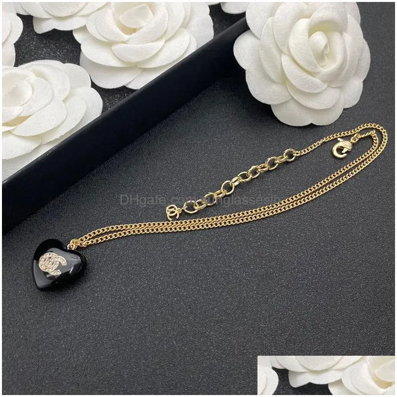 necklace fashion women designer necklaces choker 18k gold plated brass copper c-letter pendant chain crystal statement wedding jewelry