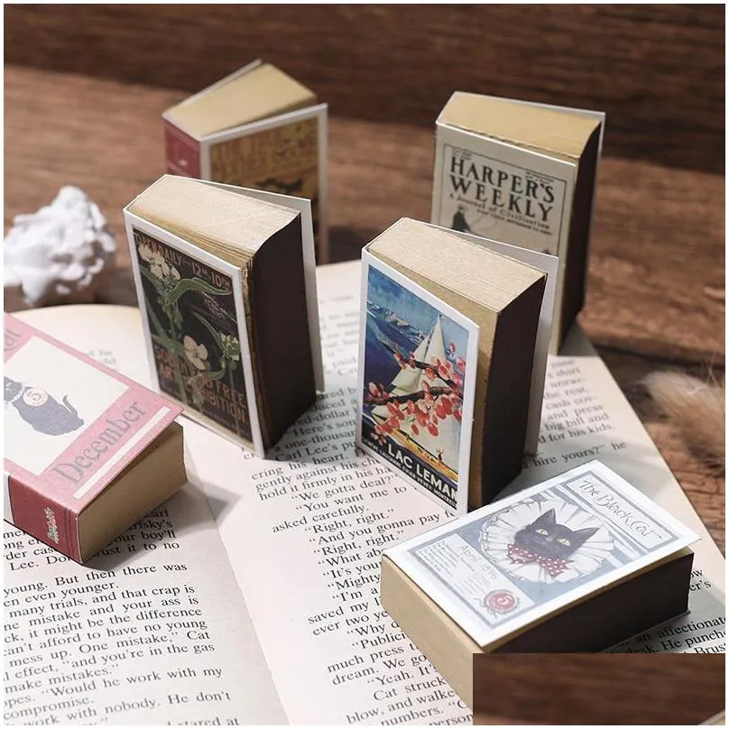 matchbox shape mini memo pad note non-sticky vintage cartoon style sticky notes portable blank notepad journal eye protection paper office school stationery