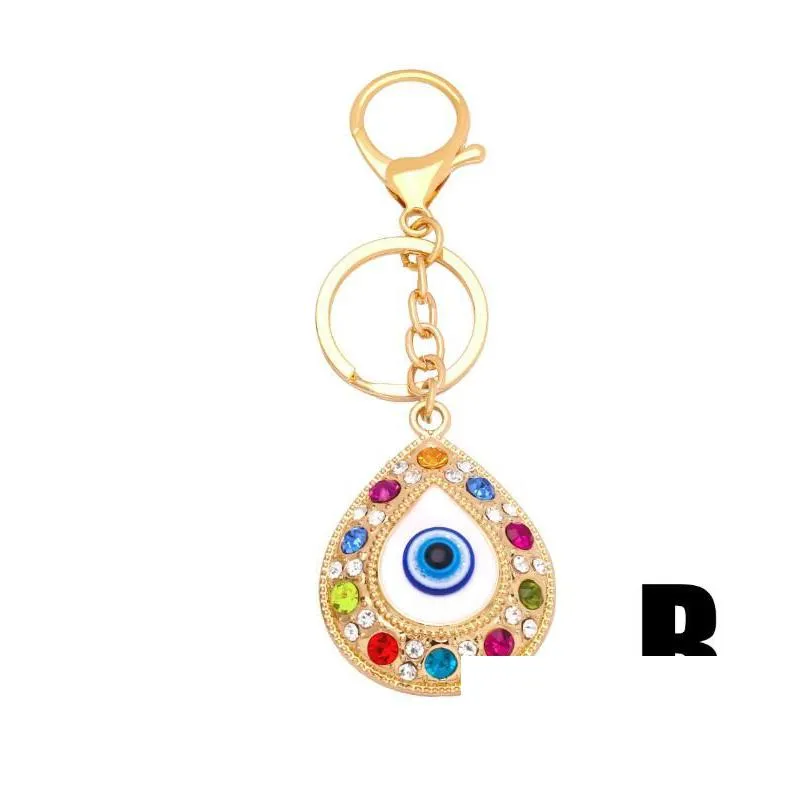 color rhinestone evil eye key rings keychain turkish blue eyes charm bag pendant keyring holder