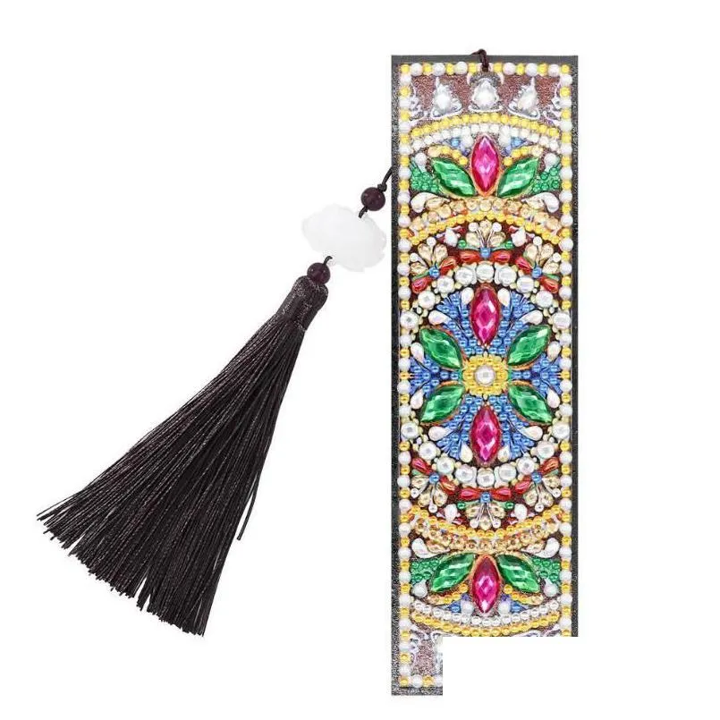 crystalart 5d diamond painting bookmark kit with tassel - diy rhinestones arts for fathers day christmas birthdays parties