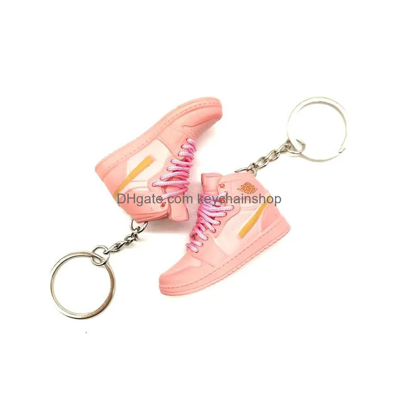 2pcs classic brand mini shoes keychains pvc sport shoe key chain cute basketball shoes keyring uni children bag pendant