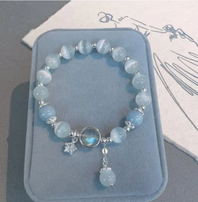 design bracelets star butterfly opal aquamarine moonstone crystal womens bracelet for girl ladies crystal luxury elastic 8mm bead chain