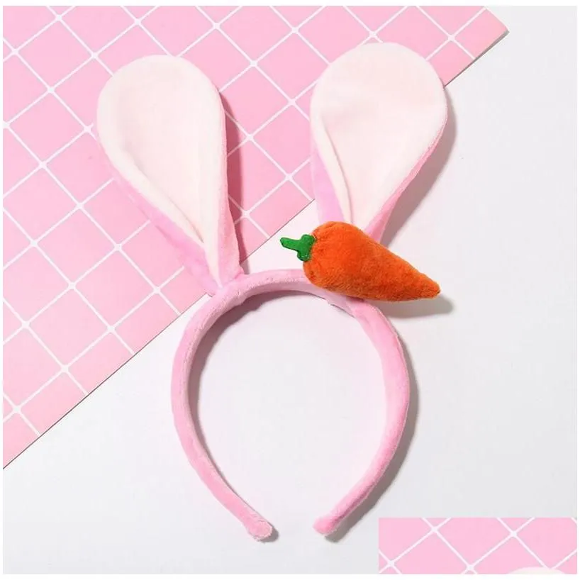 fluffy bunny ear headband - cosplay stage props for adults - carrot-inspired costume accessory with hair tie