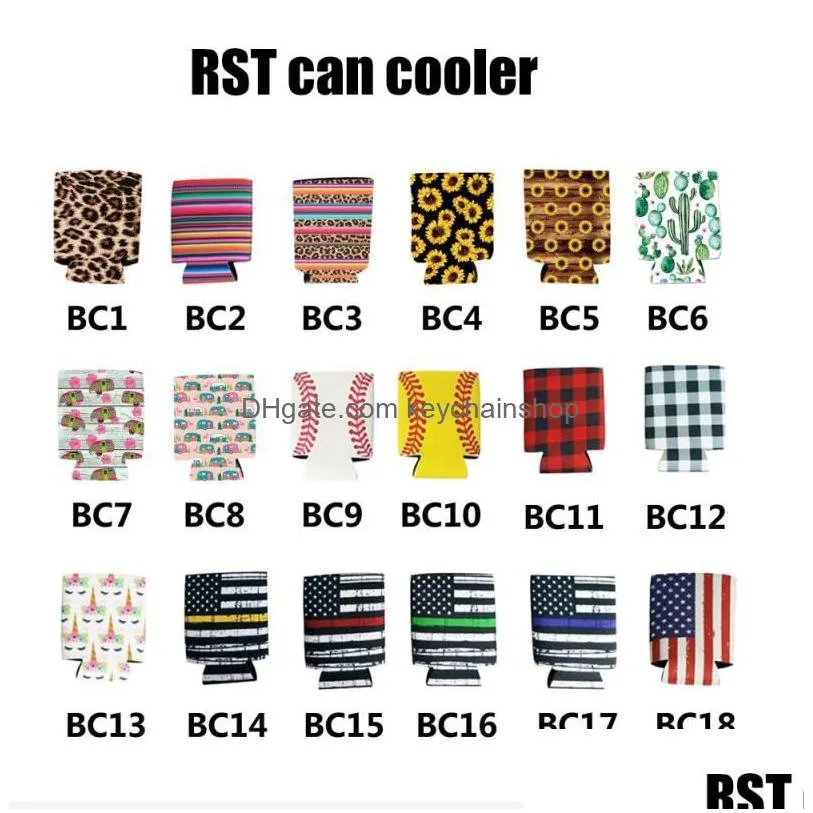 44 colors two size slim can beer insulators premium keychains neoprene beverage cooler collapsible cola soda bottle koozies cactus leopard by