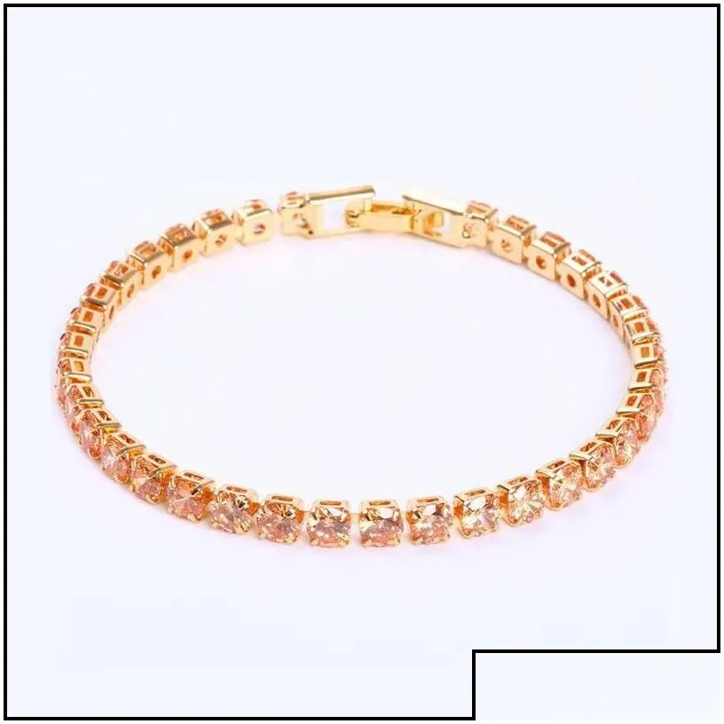 tennis luxury 4mm cubic zirconia tennis bracelets iced out chain crystal wedding bracelet for women men gold sier jewelry dro dhgarden