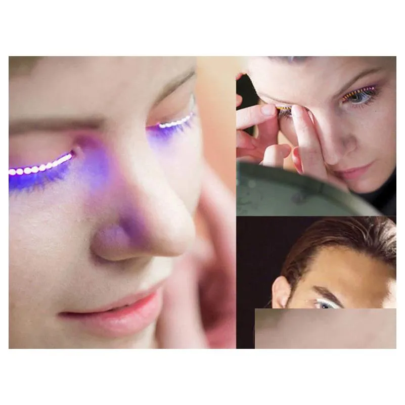 ed acoustic glow lashes - light up false eyelashes for party costume with sound activated sensor multiple color options