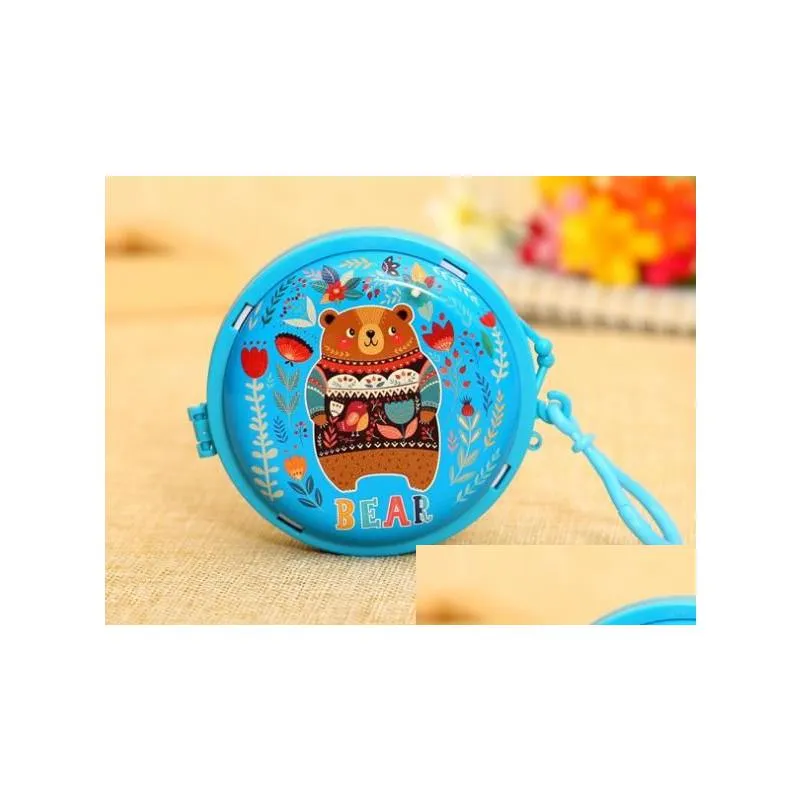 cartoon crocodile round coin bag farm animals fox hare organizer holder case gift wrap kids birthday party favor