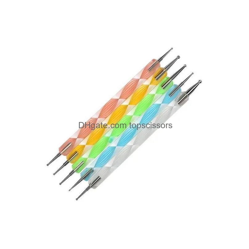 5pcs set 2-way dotting pen marbleizing painting tool nail art dot set