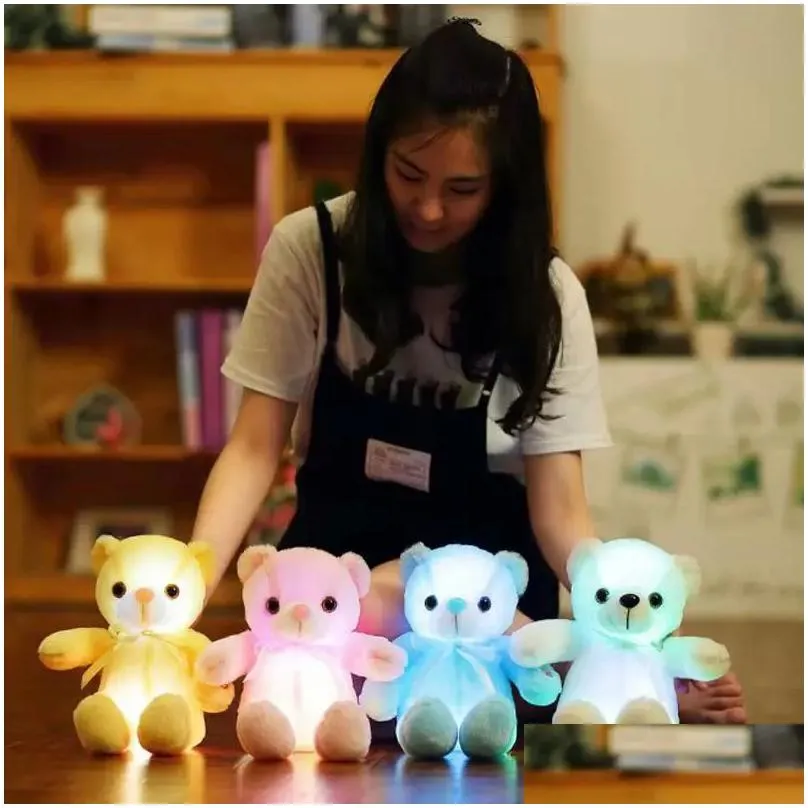 factory outlet color glowing teddy bear plush doll toy kawaii glowingplush toy kids christmas gift zm926