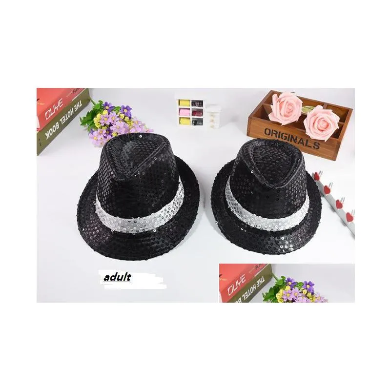 children adults party sequins jazz hat kids men women dance cap club event party festive stage perform props halloween christmas hat