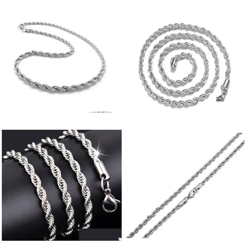 925 sterling silver 2mm twisted rope chain necklaces for women men fashion hiphop jewelry 16 18 20 22 24 inches