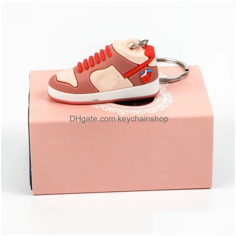fashion designer stereo sneakers keychain 3d mini basketball shoes key chain men women kids key ring bag pendant birthday party gift with