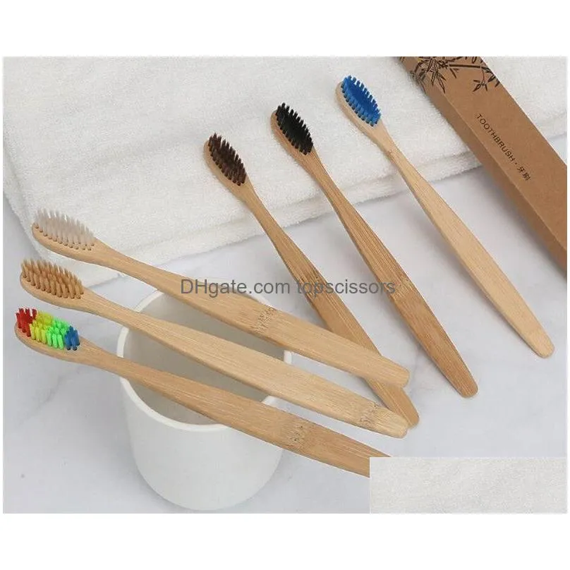 toothbrush natural bamboo handle rainbow whitening soft bristle bamboo toothbrush eco-friendly tooth teeth brush oral care xb1