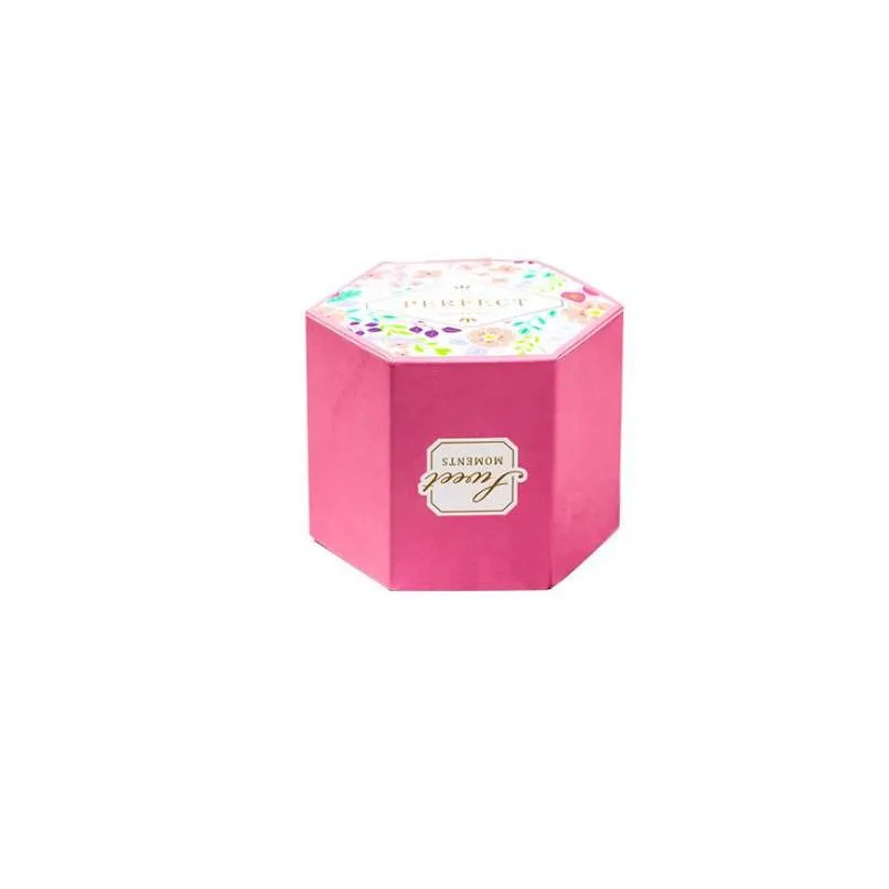 hexagon kraft favor box - 2.44 - printed for events weddings showers - gift packaging for chocolates soaps and treats.