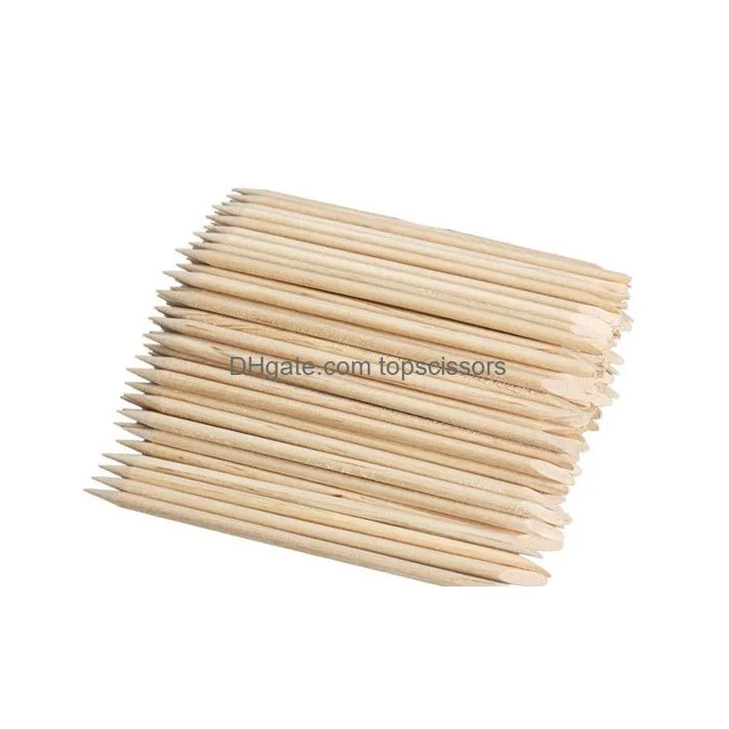 100pcs/pack nail art orange wood stick cuticle pusher remover for manicures beauty tools