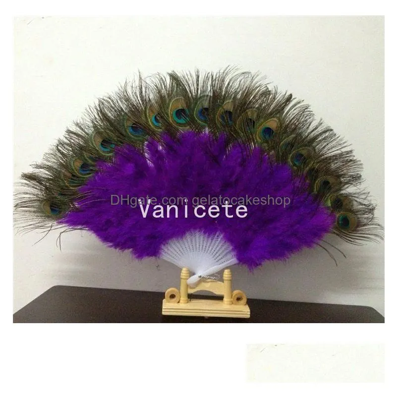 party favor peacock feather hand fan dancing bridal party supply decor chinese style classical dance fans for partysupplies lt148