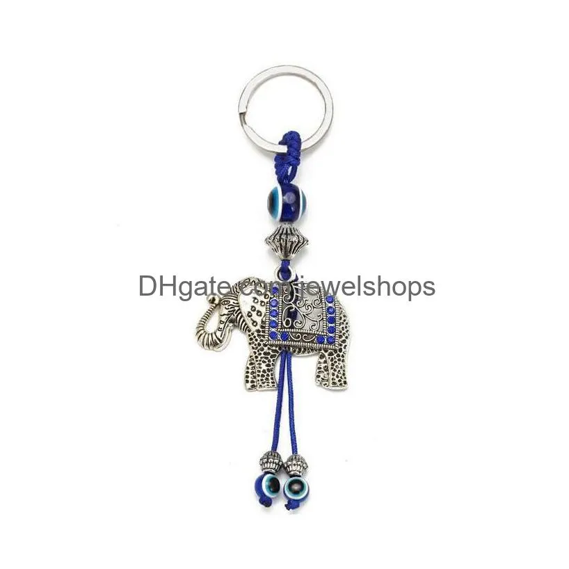 fashion animal elephant turtle hand evil eyes keychain glass key chain glass lucky blue eye pendant ornament keychains