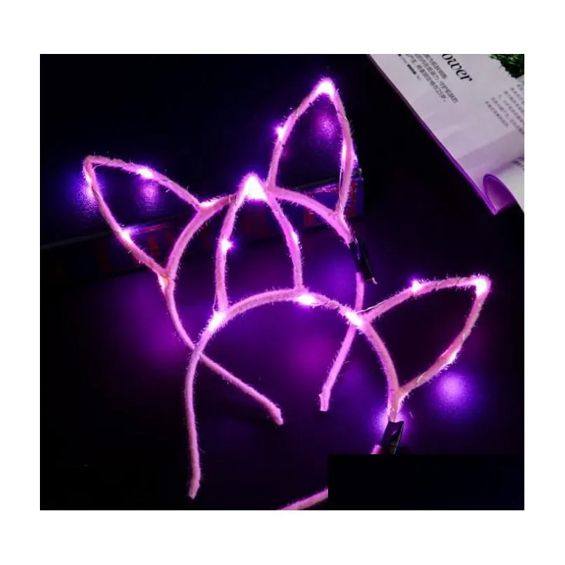 led light up glowing rabbit ear headband bunny women girl flashing headwear easter cosplay fancy dress props christmas hairband hair