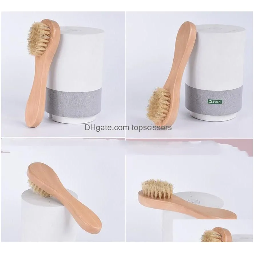 natural bristles wooden face cleaning brush wood handle facial cleanser blackheads nose scubber exfoliating skin care xb1